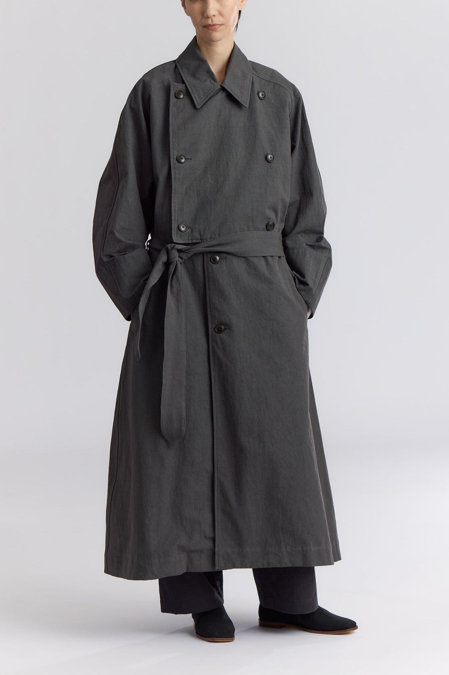 LONG TRENCH COAT - SLATE