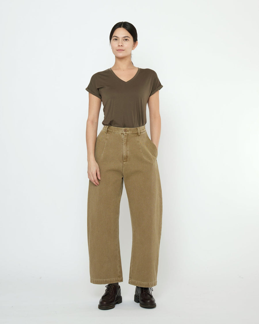 TAILORED CURVE LEGGED TROUSER - KELP