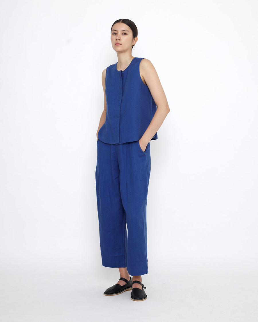 LINEN PLAY TOP - COBALT