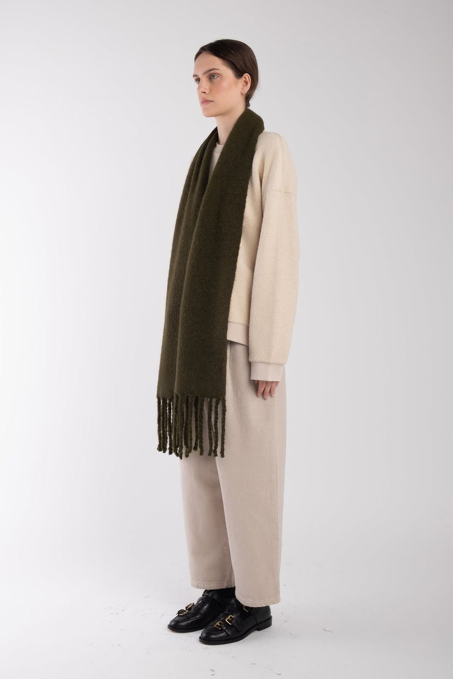 FRING SCARF - OLIVE