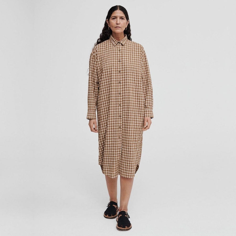 PRE- LOVED - CORDERA - GINGHAM SHIRT DRESS - O/S