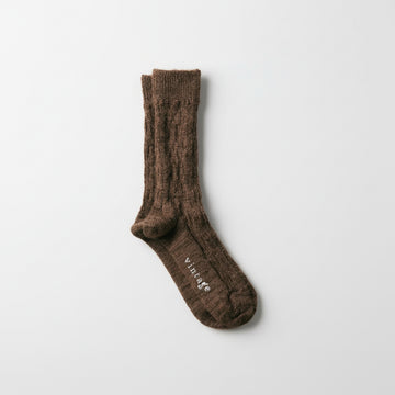 ALPACA CABLE PATTERN SOCKS - BROWN