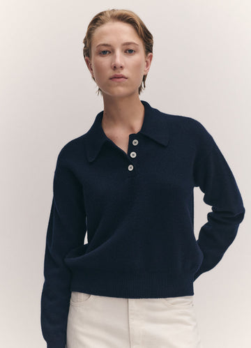 EDITH POLO SWEATER - NAVY