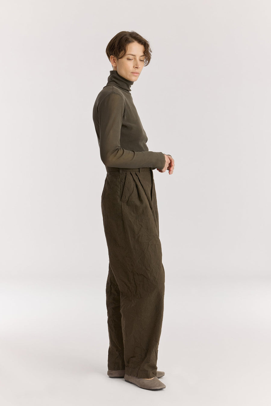 CRINKLED TROUSER - CHARCOAL