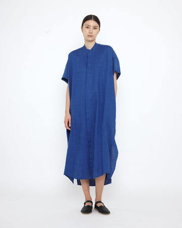 LINEN SHIRT DRESS - COBALT