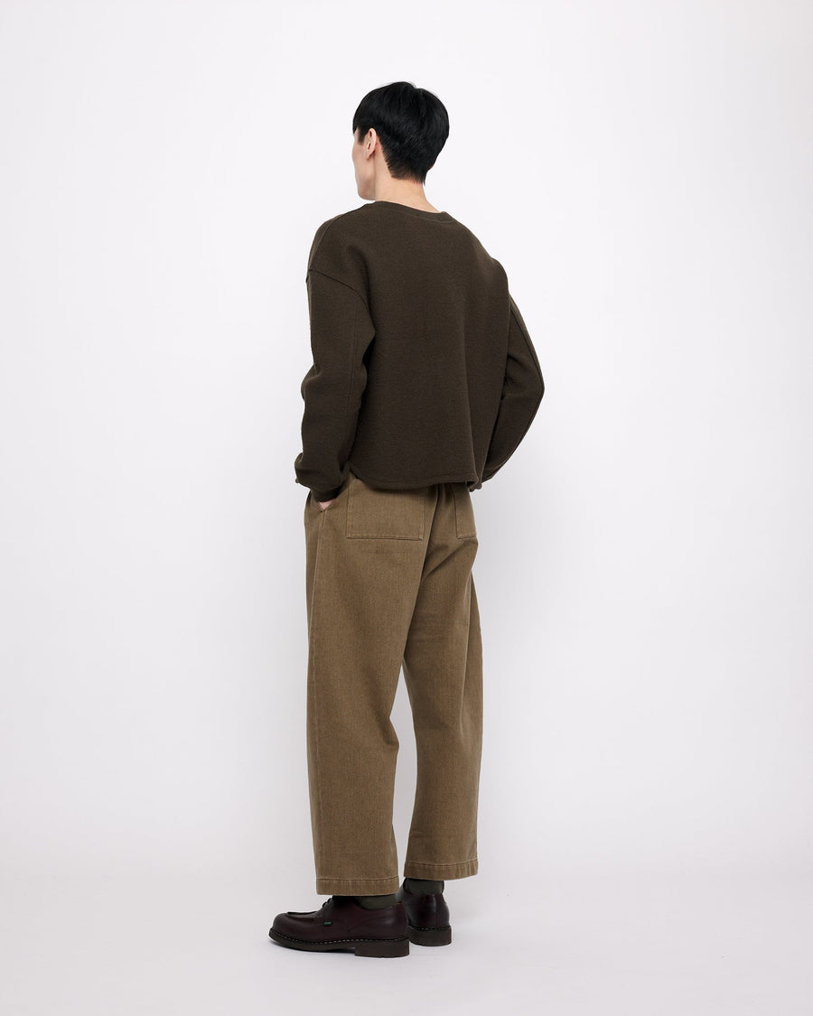 SANDWASHED TAILORED CURVE LEGGED TROUSER - WASHED WALNUT