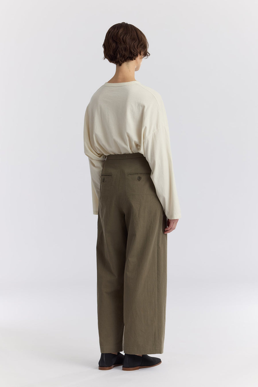 STRAIGHT TROUSERS - DARK OLIVE