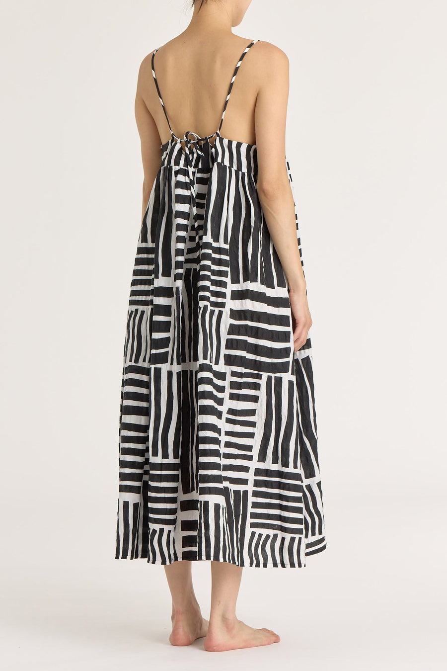 PRINT STRAP DRESS - BLACK