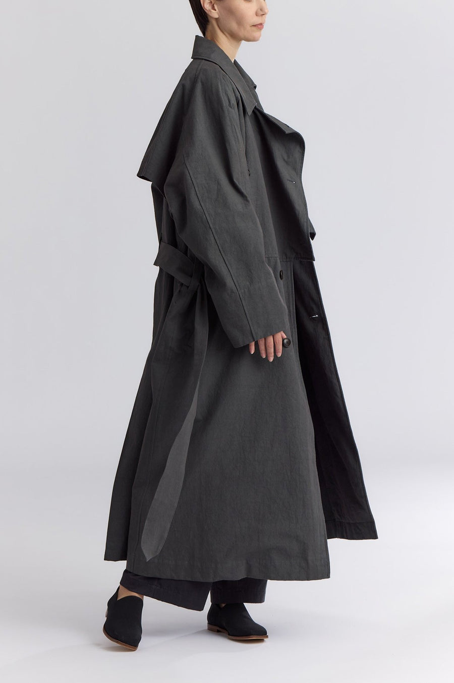 LONG TRENCH COAT - SLATE