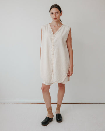 BUTTON DOWN TUNIC - NATURAL