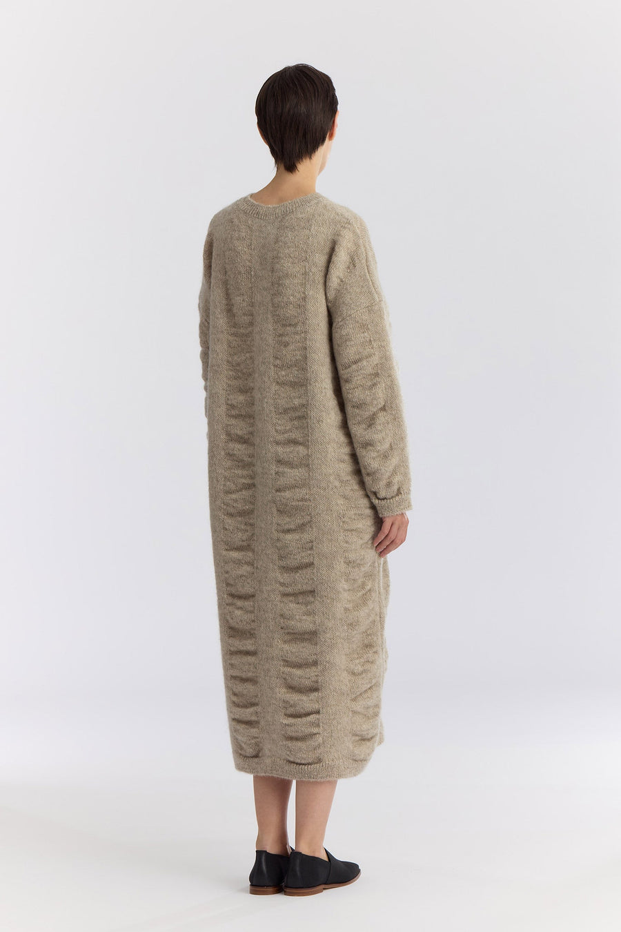 WATERFALL KNIT DRESS - NATURAL