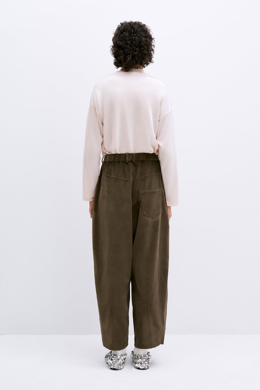 CORDUROY BAGGY PANTS - MOSS