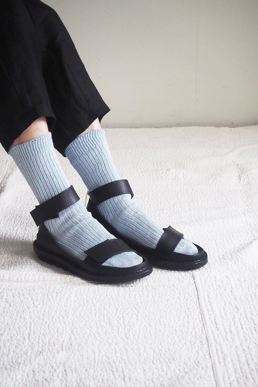 LINEN KNIT SOCKS - LIGHT BLUE