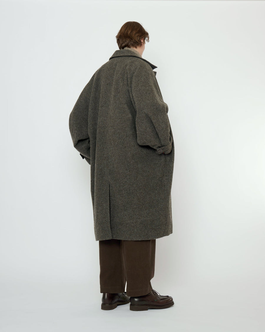CUFFED WOOL COAT - HEATHERED PEBBLE