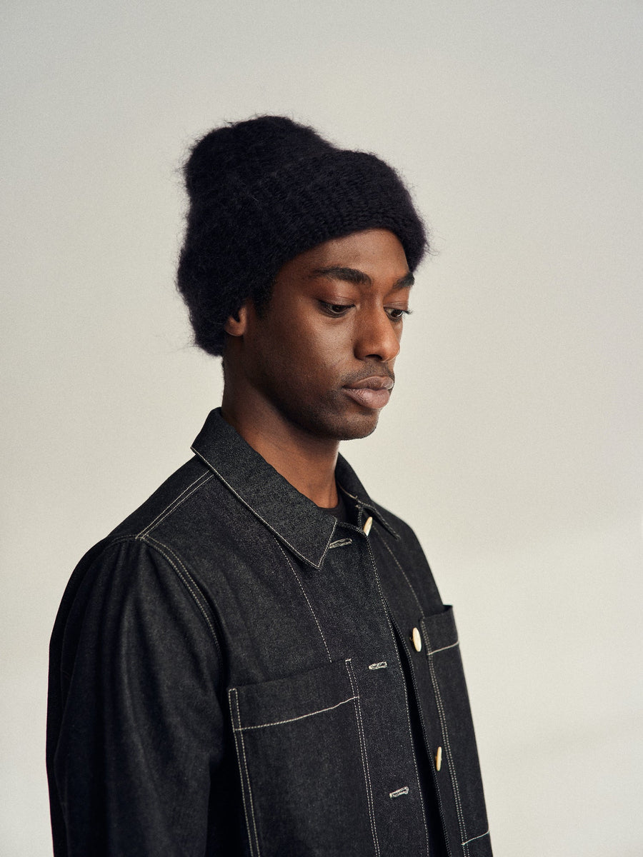 CLOUD MOHAIR BEANIE - BLACK