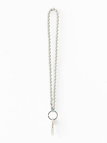 LONG KEYHOLDER - SMALL PERLEN - LIGHT GREY/SALVIA