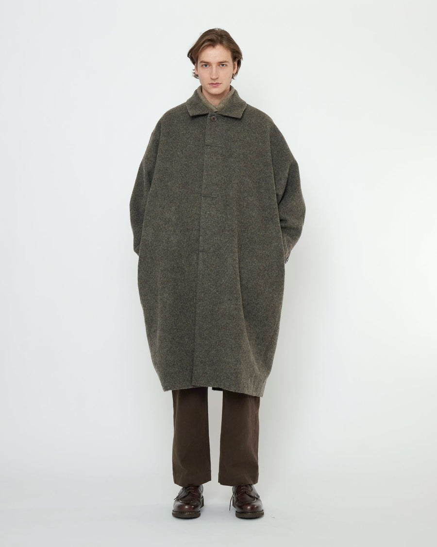 CUFFED WOOL COAT - HEATHERED PEBBLE