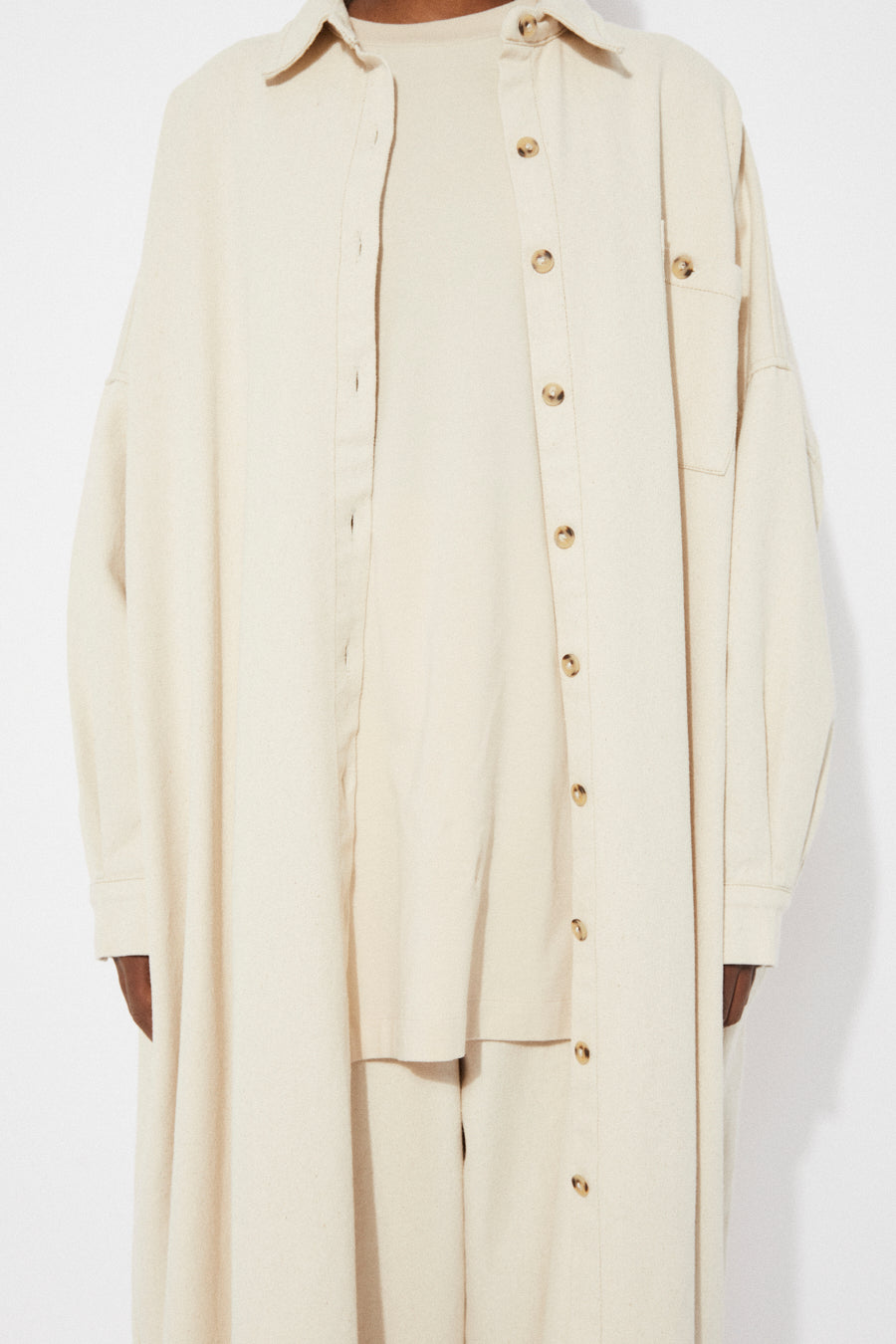 PICA OVERSIZED COTTON SHIRT DRESS - NATURAL