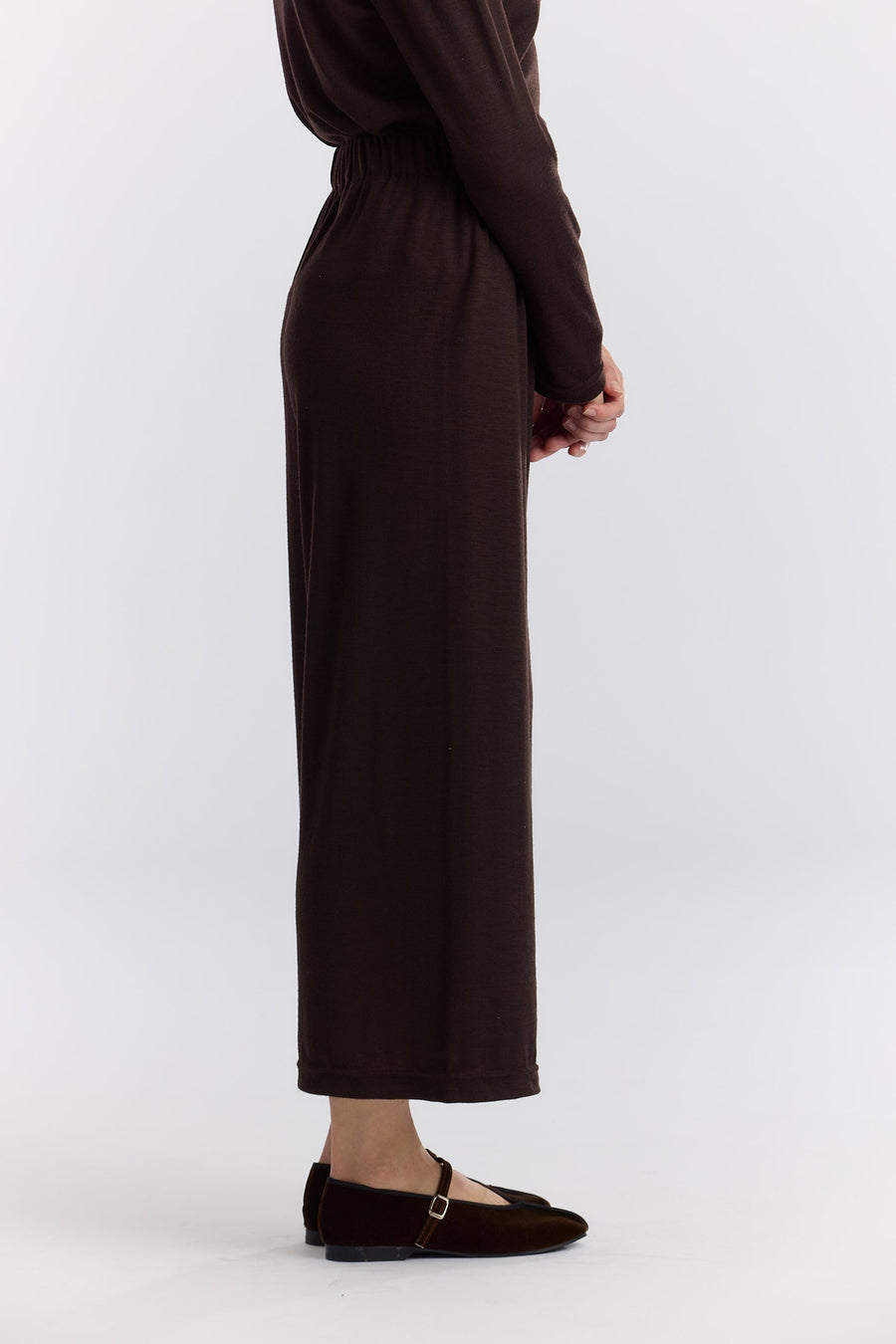 WOOL STRAIGHT PANTS - CACAO