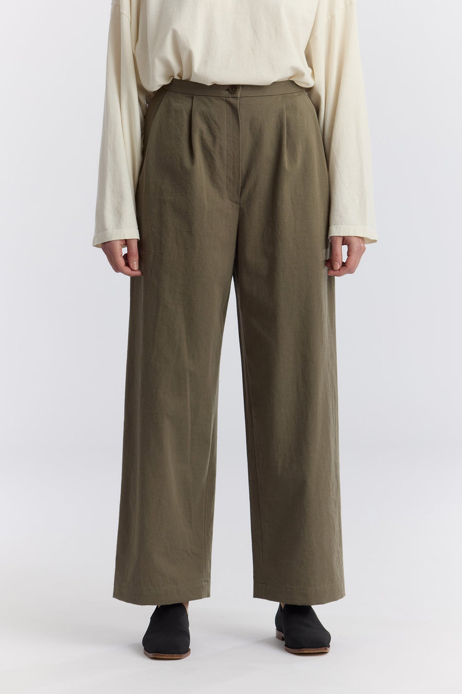 STRAIGHT TROUSERS - DARK OLIVE