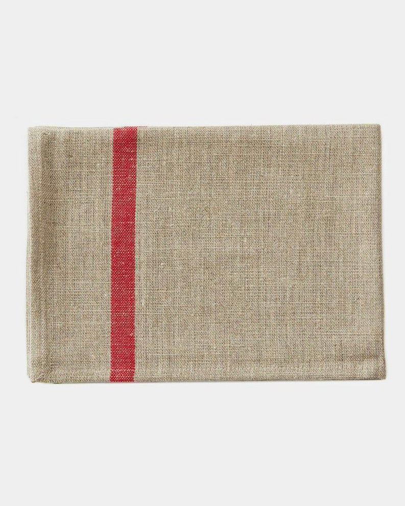 LINEN TEA TOWEL - NATURAL/RED STRIPE