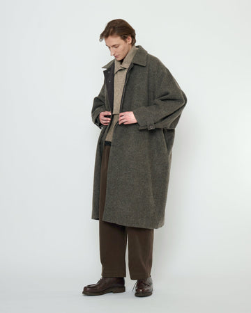 CUFFED WOOL COAT - HEATHERED PEBBLE