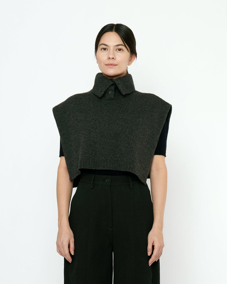 KNIT TURTLENECK VEST - CHARCOAL