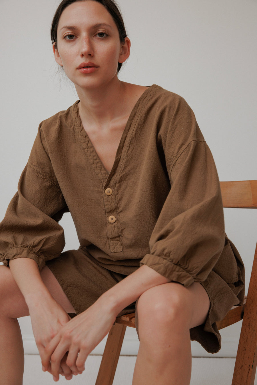 WOVEN POPOVER - SEPIA