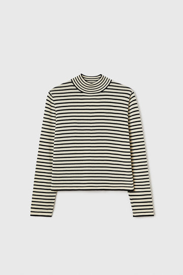 COTTON STRIPED TURTLENECK SWEATER