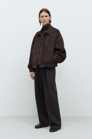 SUEDE BOMBER JACKET - BROWN