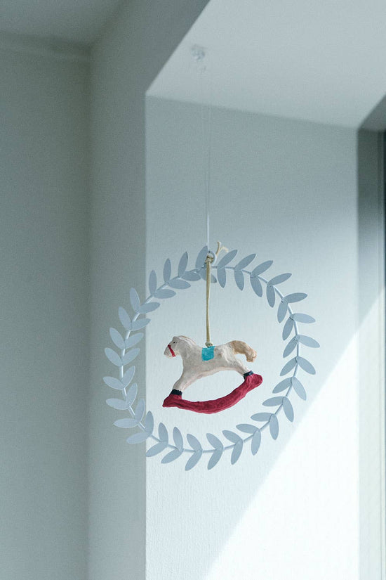 ORNAMENT - PAPER MACHE - ROCKING HORSE