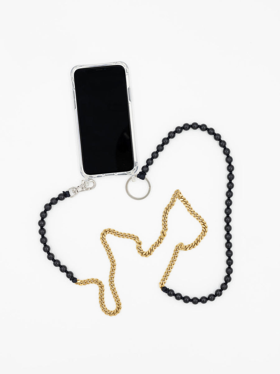 PERLENPANZERHANDYKETTE - BLACK