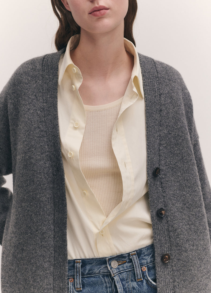 MAURA V-NECK CARDIGAN - DERBY GREY
