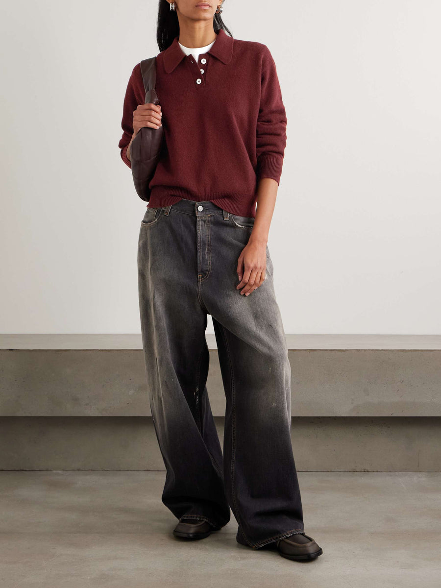 EDITH POLO SWEATER - BURGUNDY