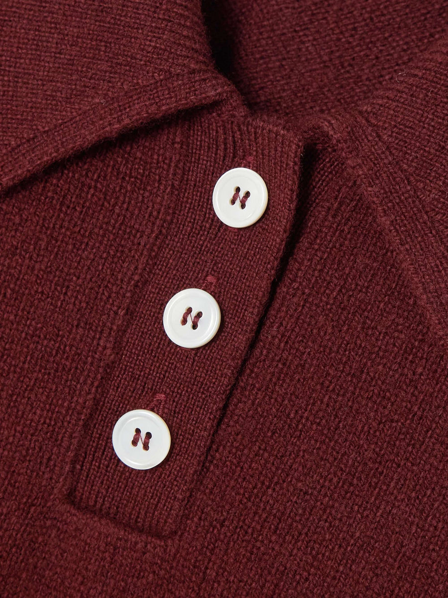 EDITH POLO SWEATER - BURGUNDY