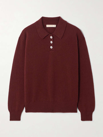 EDITH POLO SWEATER - BURGUNDY