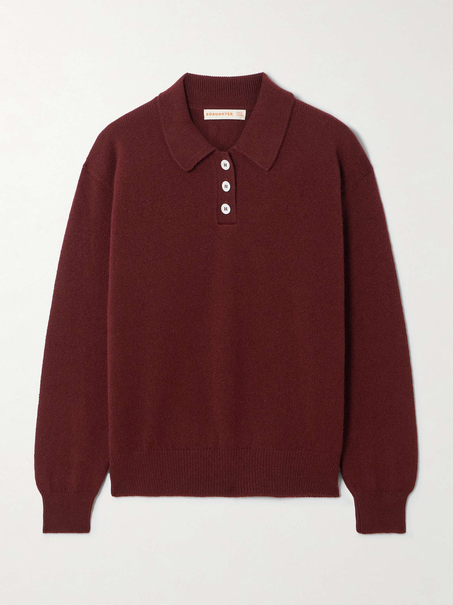 EDITH POLO SWEATER - BURGUNDY